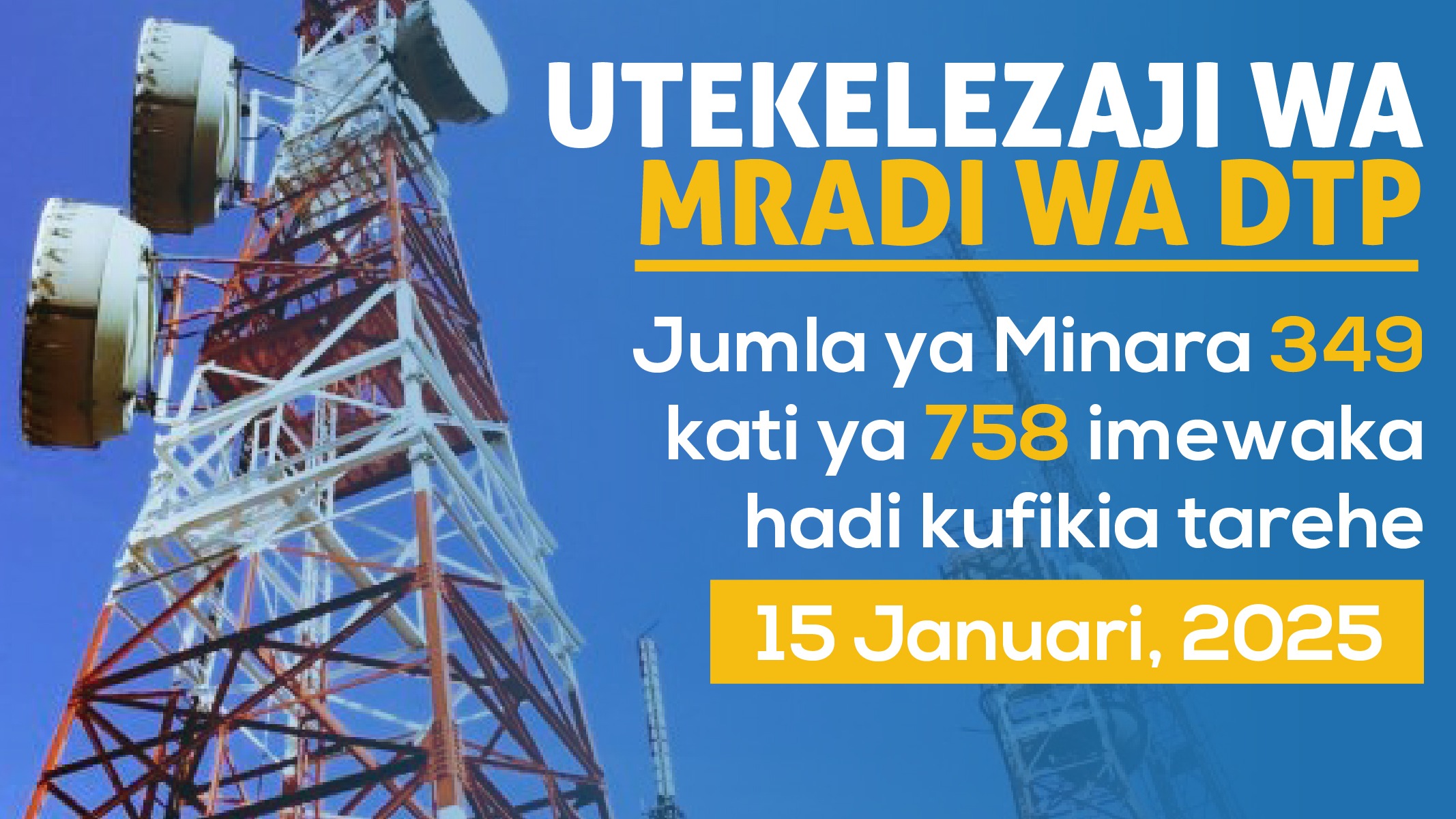 MINARA 349 KATI YA 758 IMEANZA KUTOA HUDUMA KWA WANANCHI